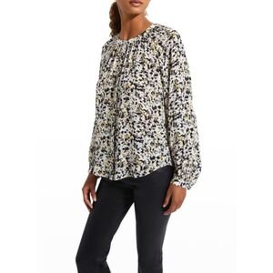 Theory Women's Romantic Silk Blouse Multicolor Floral Print Long Sleeve Sz M Top